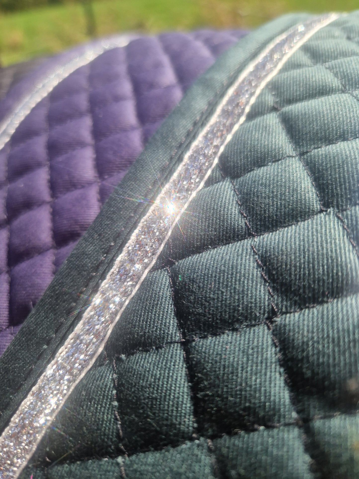 WEISSL Selettunterlage Longiergurtunterlage, rein Baumwolle, Glitzer, bottle green